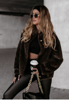 Krótkie futerko Warm Wishes czekoladowe