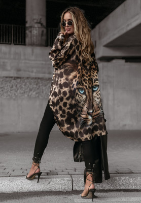 Be So Good asymmetrical shirt in leopard print beige