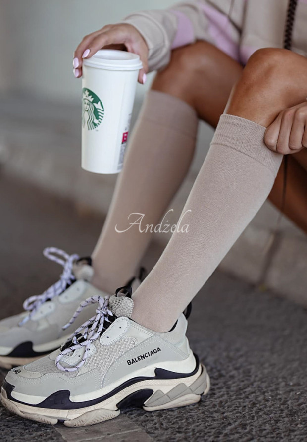 October Twilight beige knee socks