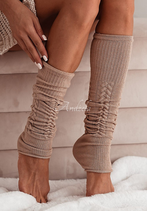 It's Pumpkin Time beige decoratively woven warmer gaiters