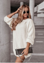 Długi sweter oversize Crisp Winter ecru