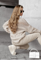 Ozdobnie pleciony sweter oversize Beauty In Others beżowy