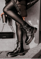 Leather bagger boots with straps Brecken black