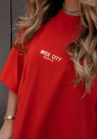 T-shirt z nadrukiem Miss City Limited czerwony