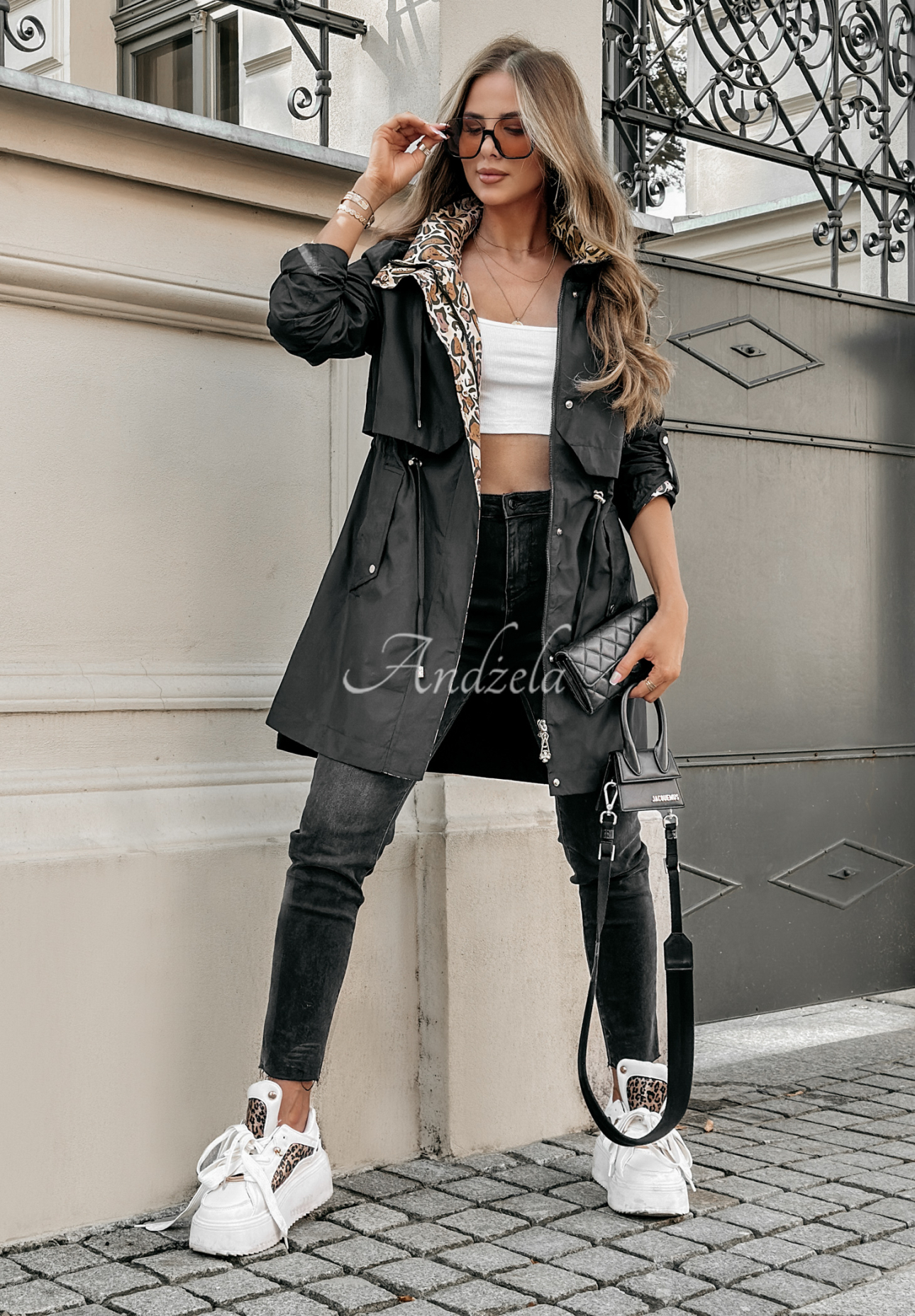 Lil Panther hooded parka jacket black