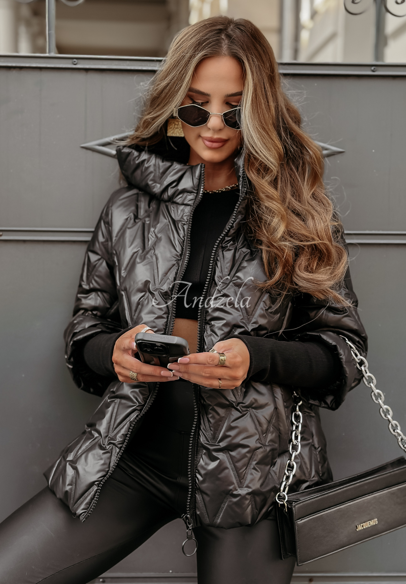 Quiet Afternoon short quilted jacket black