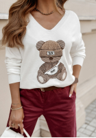 Sweter z misiem Teddy Tangle ecru