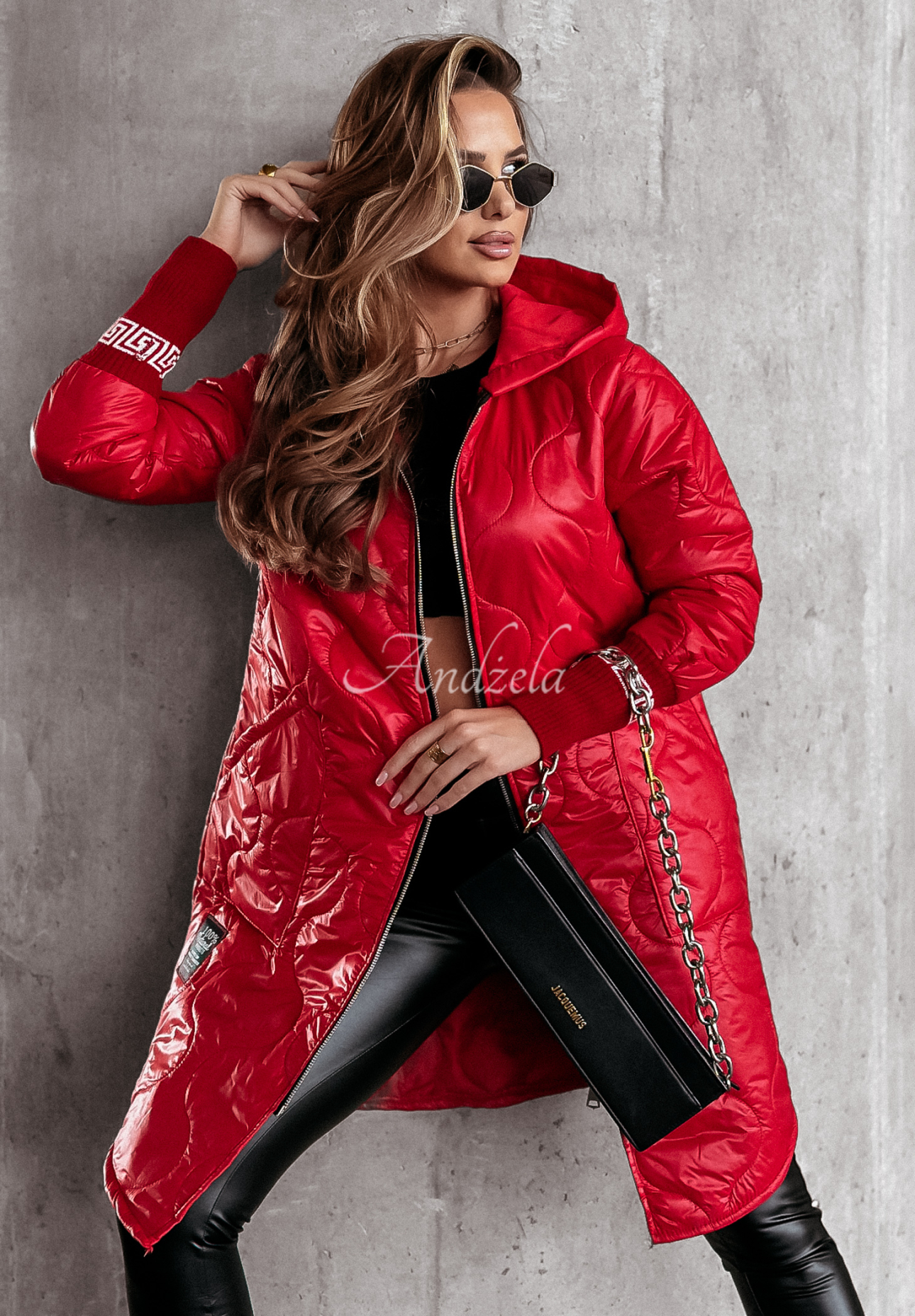 Long quilted jacket Got Me Feeling red