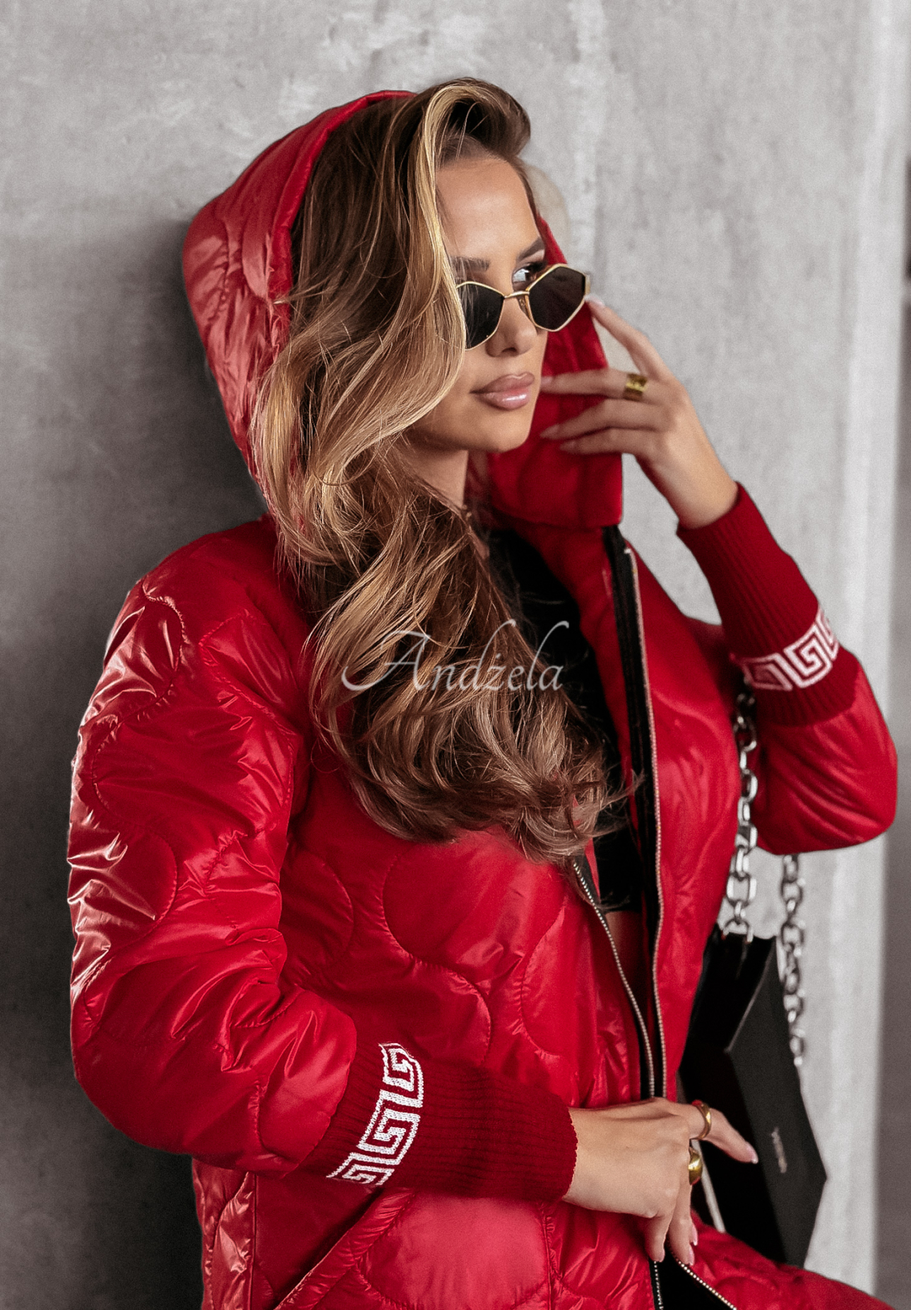 Long quilted jacket Got Me Feeling red