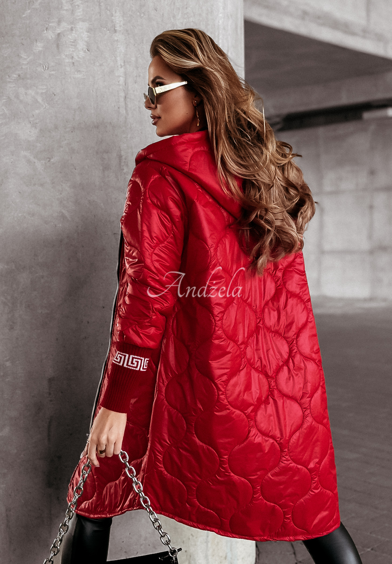 Long quilted jacket Got Me Feeling red