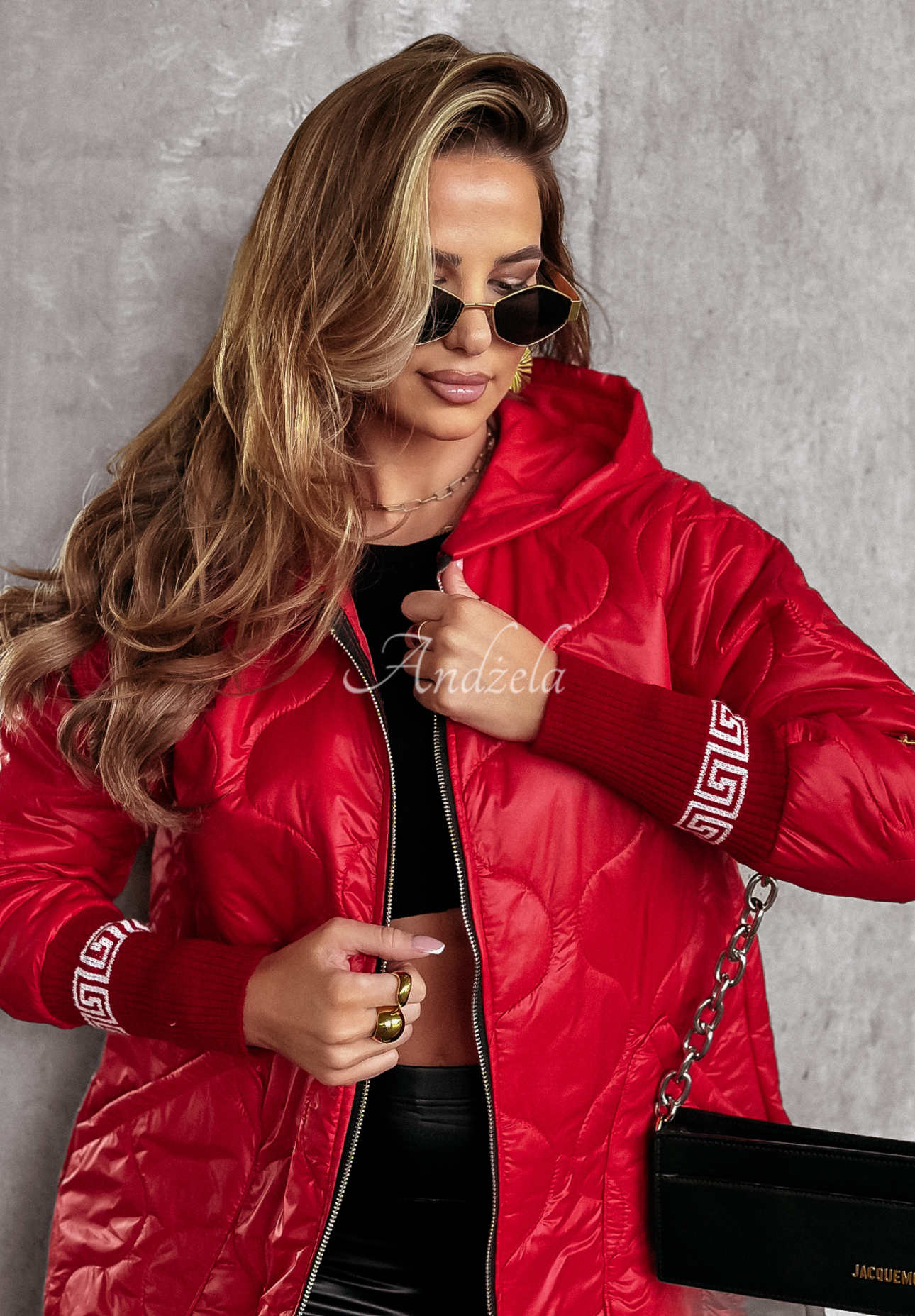 Long quilted jacket Got Me Feeling red
