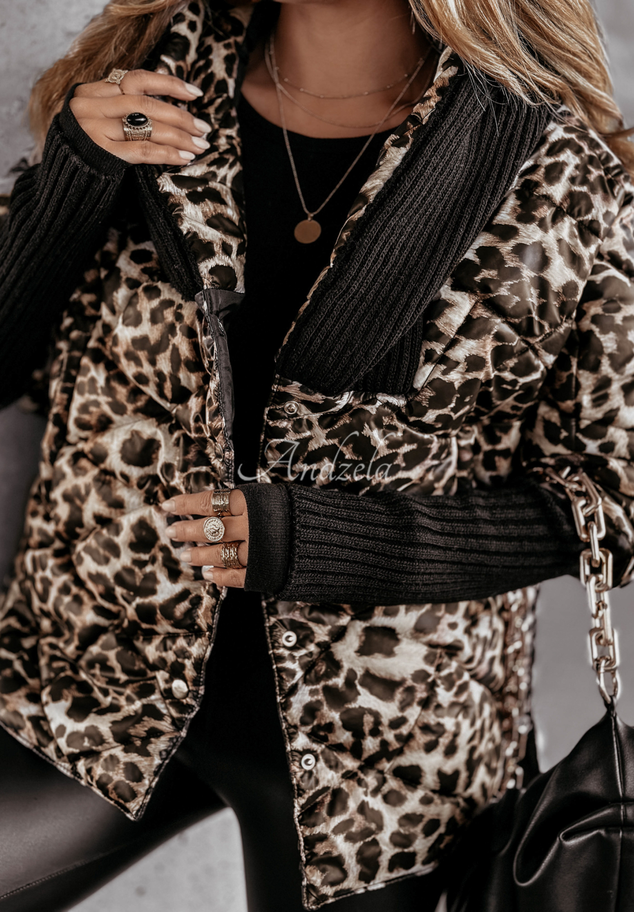 Sancha oversize hooded jacket in leopard beige