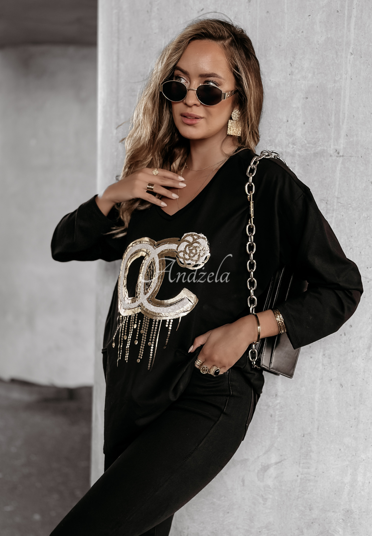 Long Printed Blouse Makes An Effort black