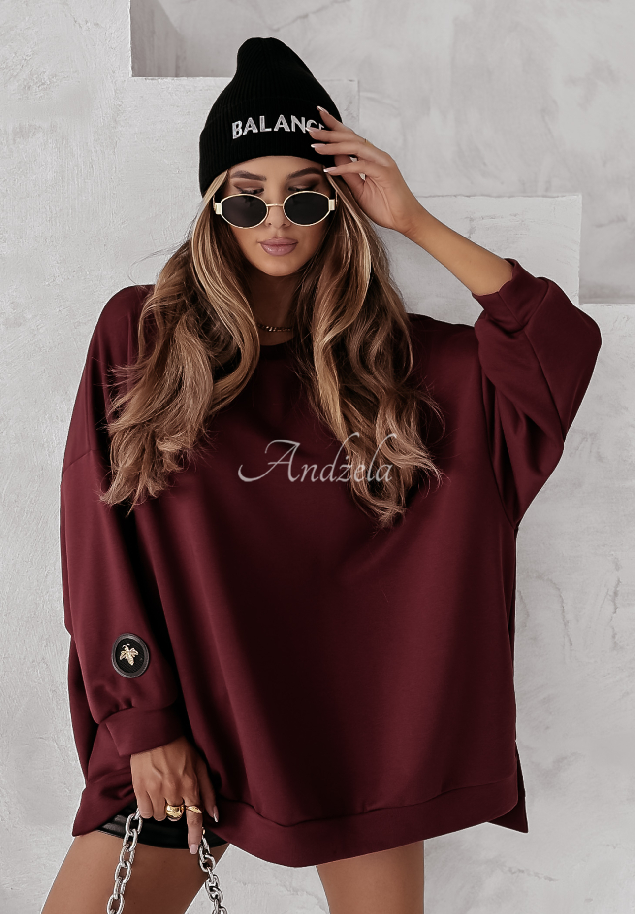 Bluza oversize Active Queens burgundowa