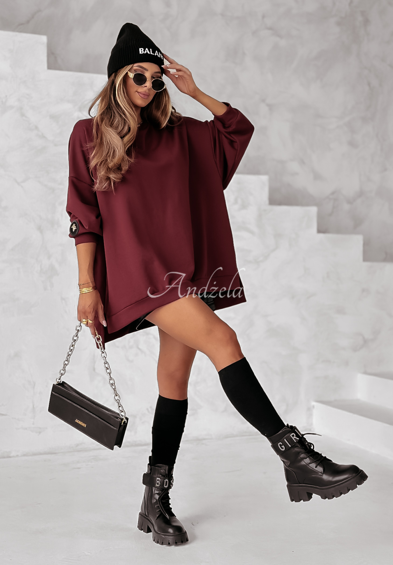 Bluza oversize Active Queens burgundowa