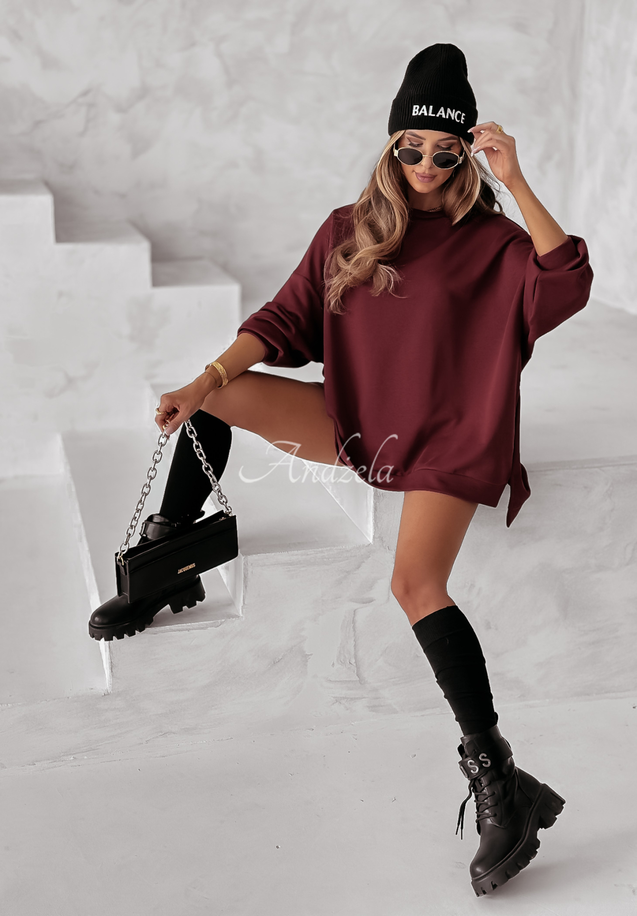 Bluza oversize Active Queens burgundowa