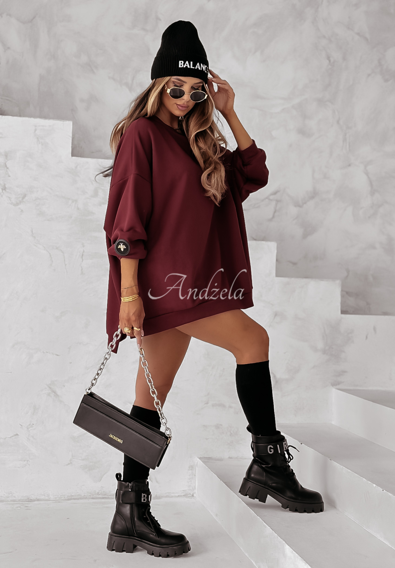 Bluza oversize Active Queens burgundowa