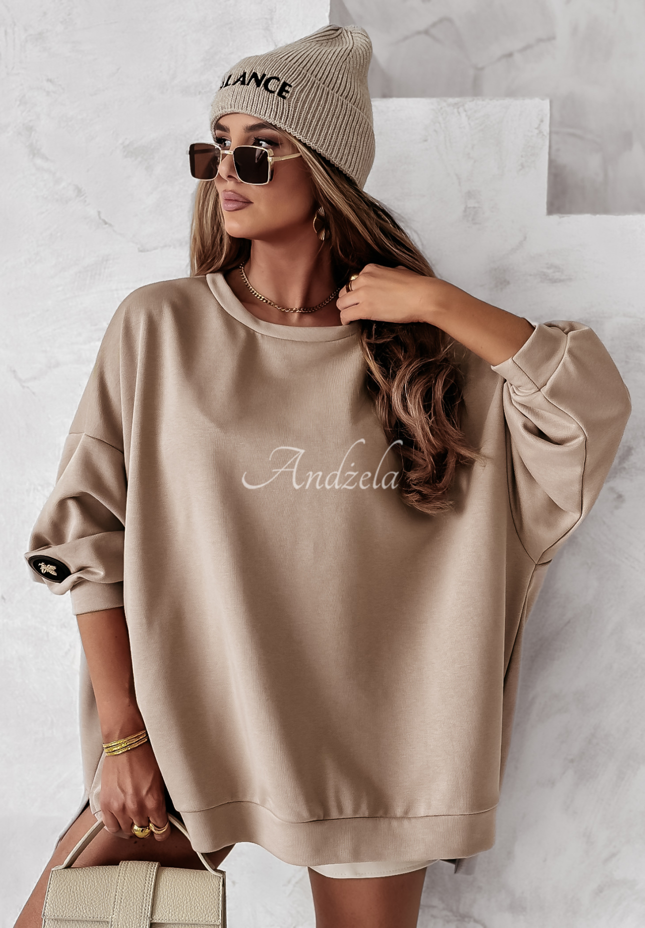 Bluza oversize Active Queens beżowa