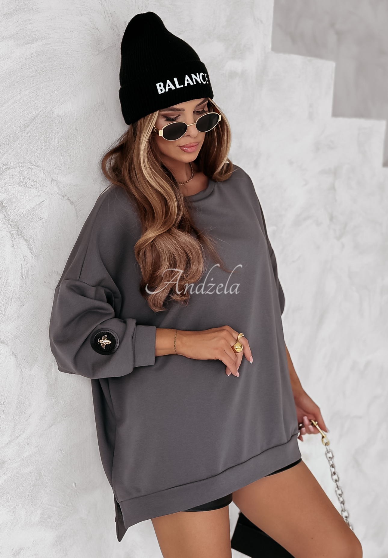 Bluza oversize Active Queens grafitowa