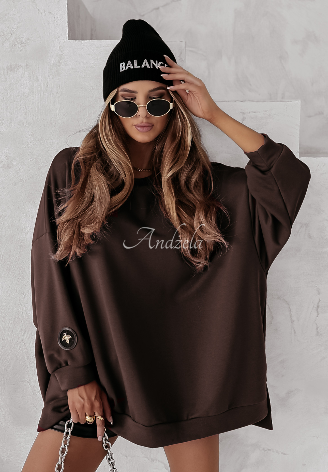 Bluza oversize Active Queens czekoladowa