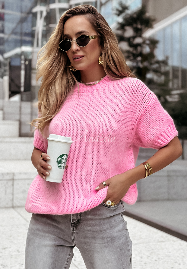 Sweter oversize Made To Be Mine r&oacute;żowy
