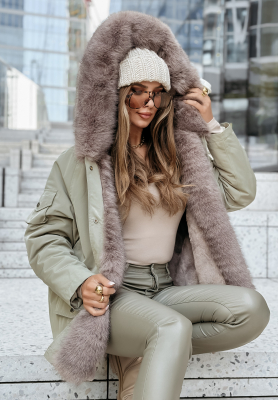 Kurtka parka z futerkiem Avenue khaki