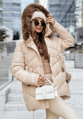 Admiration In Winter beige quilted fur jacket