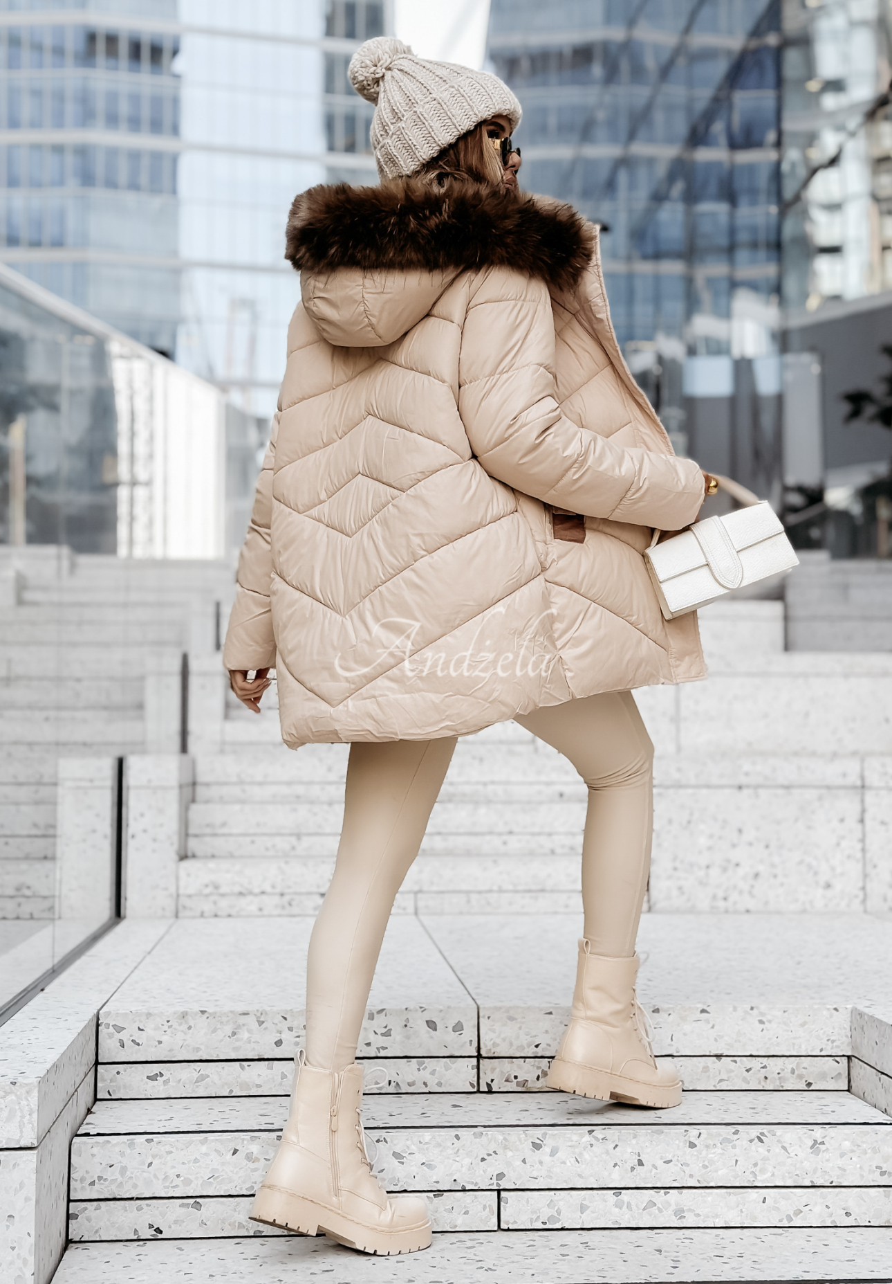 Admiration In Winter beige quilted fur jacket