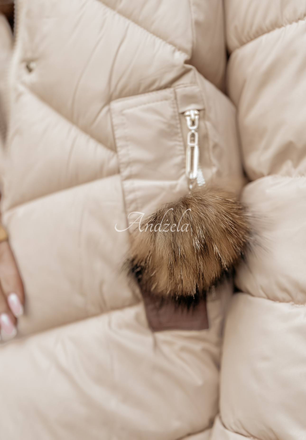 Admiration In Winter beige quilted fur jacket