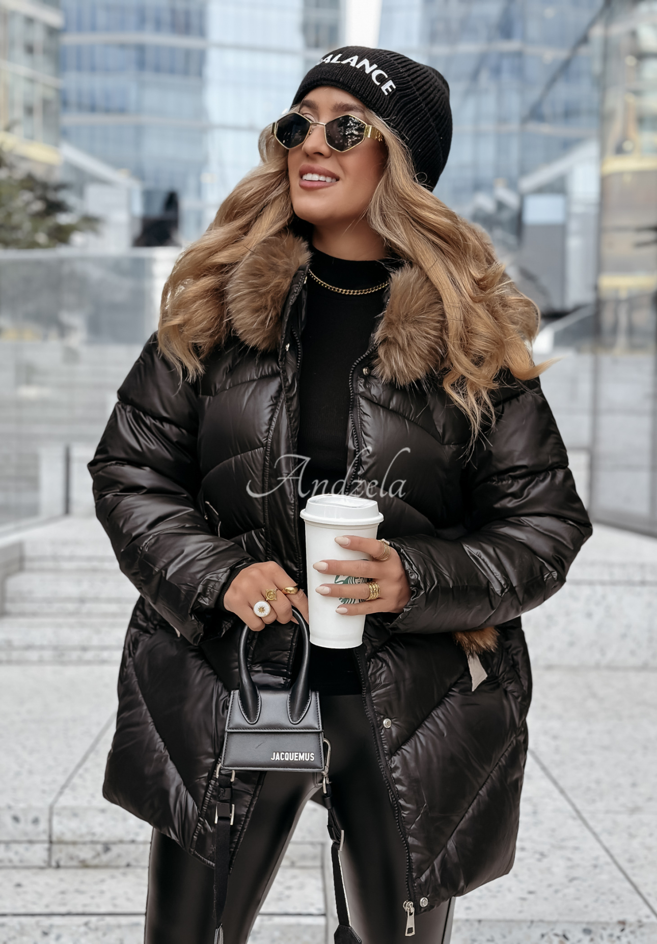 Quilted fur jacket by Admiration In Winter black