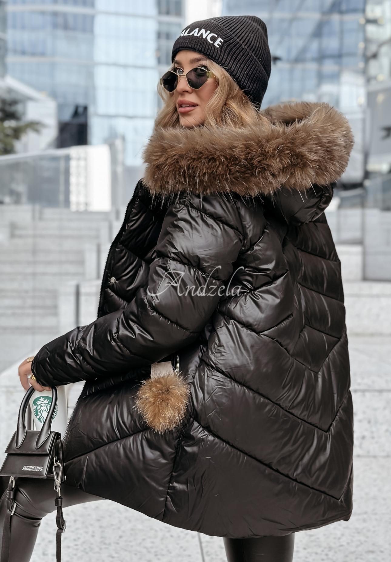 Quilted fur jacket by Admiration In Winter black