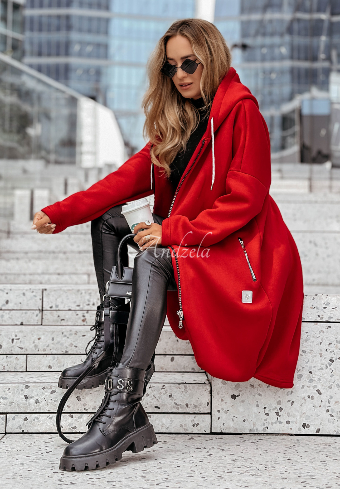 Peaceful Mind long hoodie red