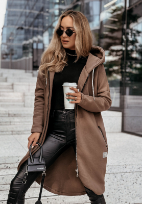 Peaceful Mind long hooded sweatshirt chocolate