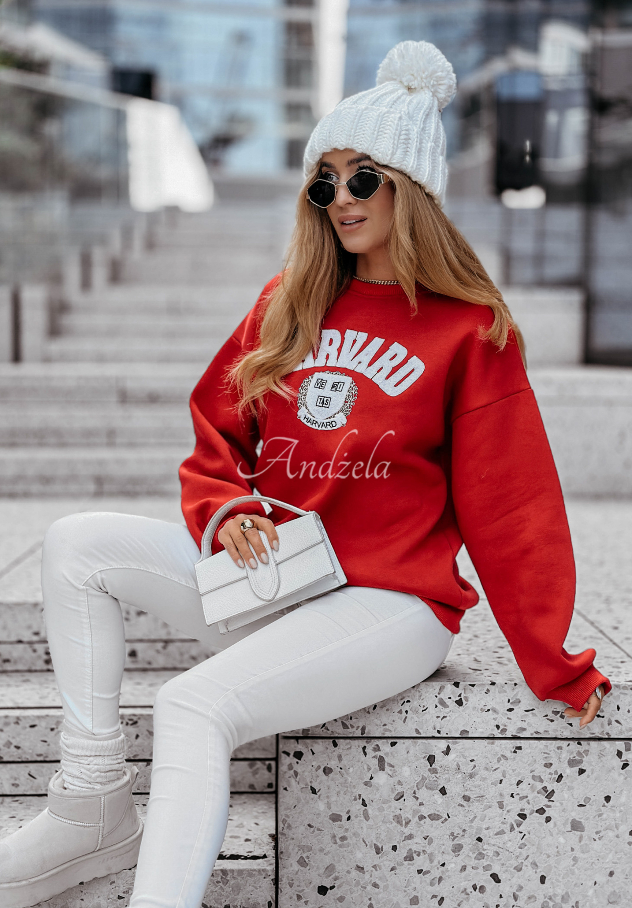 Bluza z napisem Harvard czerwona