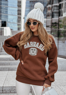 Bluza z napisem Harvard czekoladowa