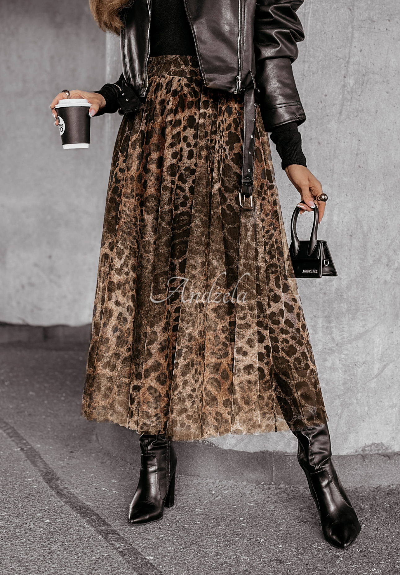 Living Wild tulle maxi skirt in camel panther