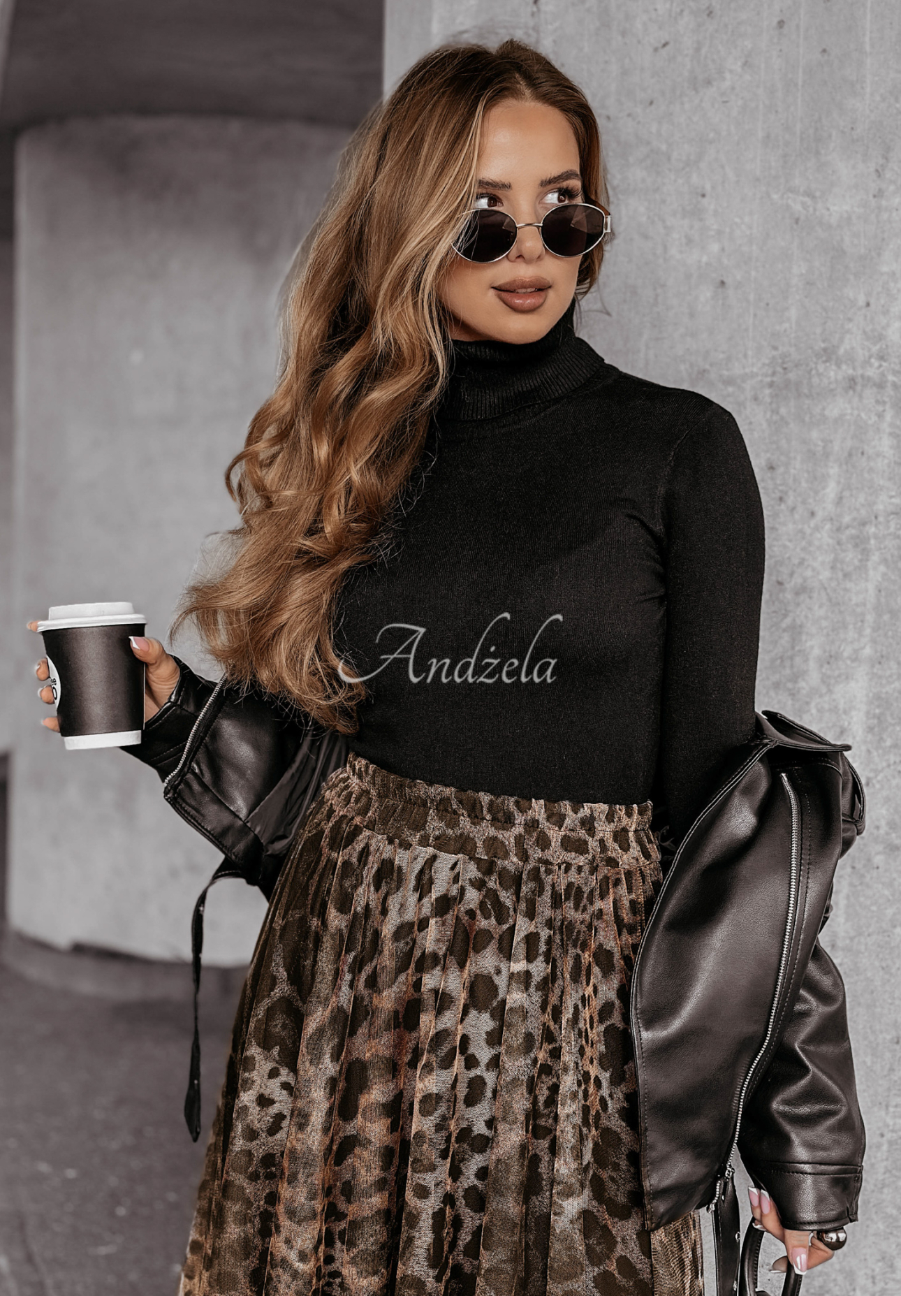 Living Wild tulle maxi skirt in camel panther
