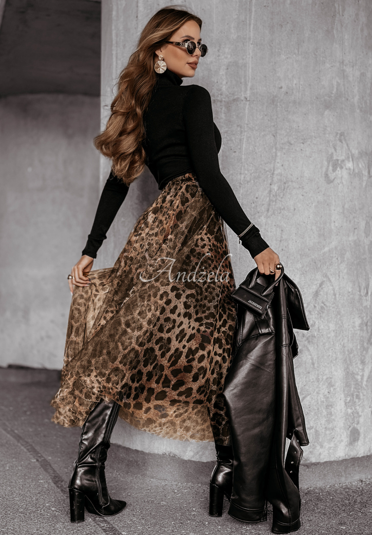 Living Wild tulle maxi skirt in camel panther