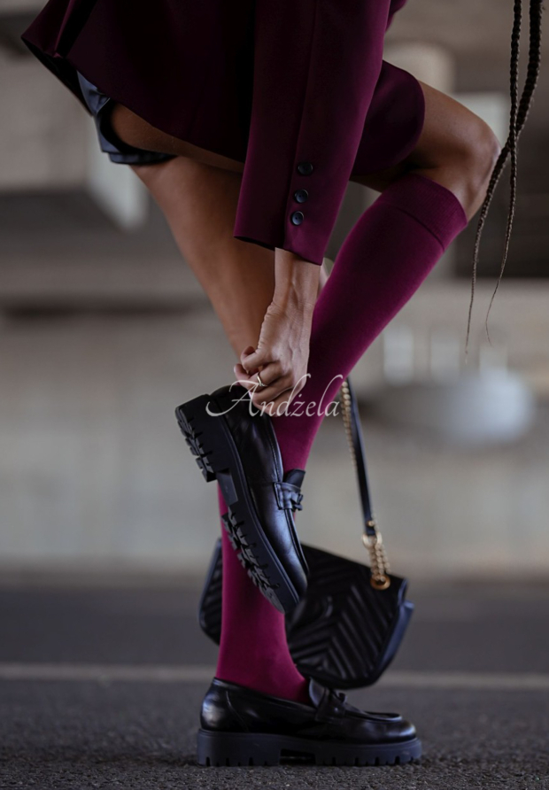 October Twilight burgundy knee socks