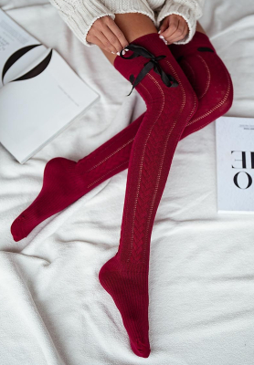 My Little Bows burgundy knee socks with bows