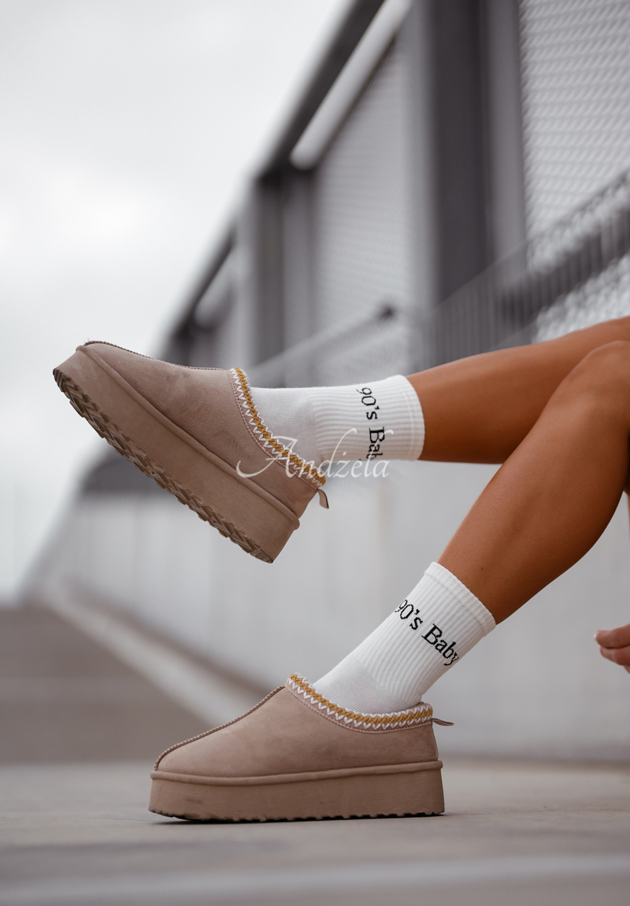 Long socks 90's Baby ecru