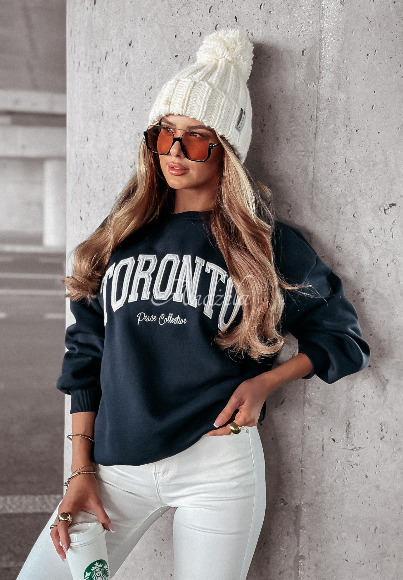 Bluza z napisem Toronto Peace granatowa