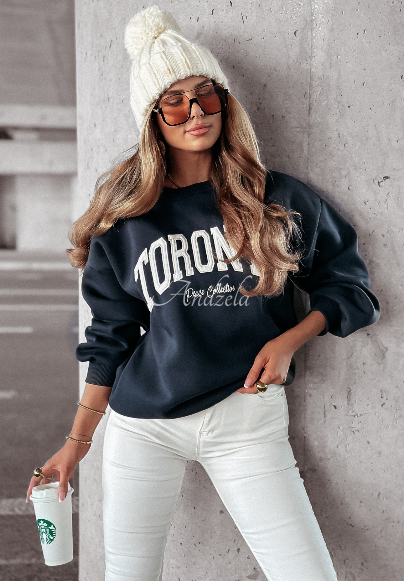 Bluza z napisem Toronto Peace granatowa