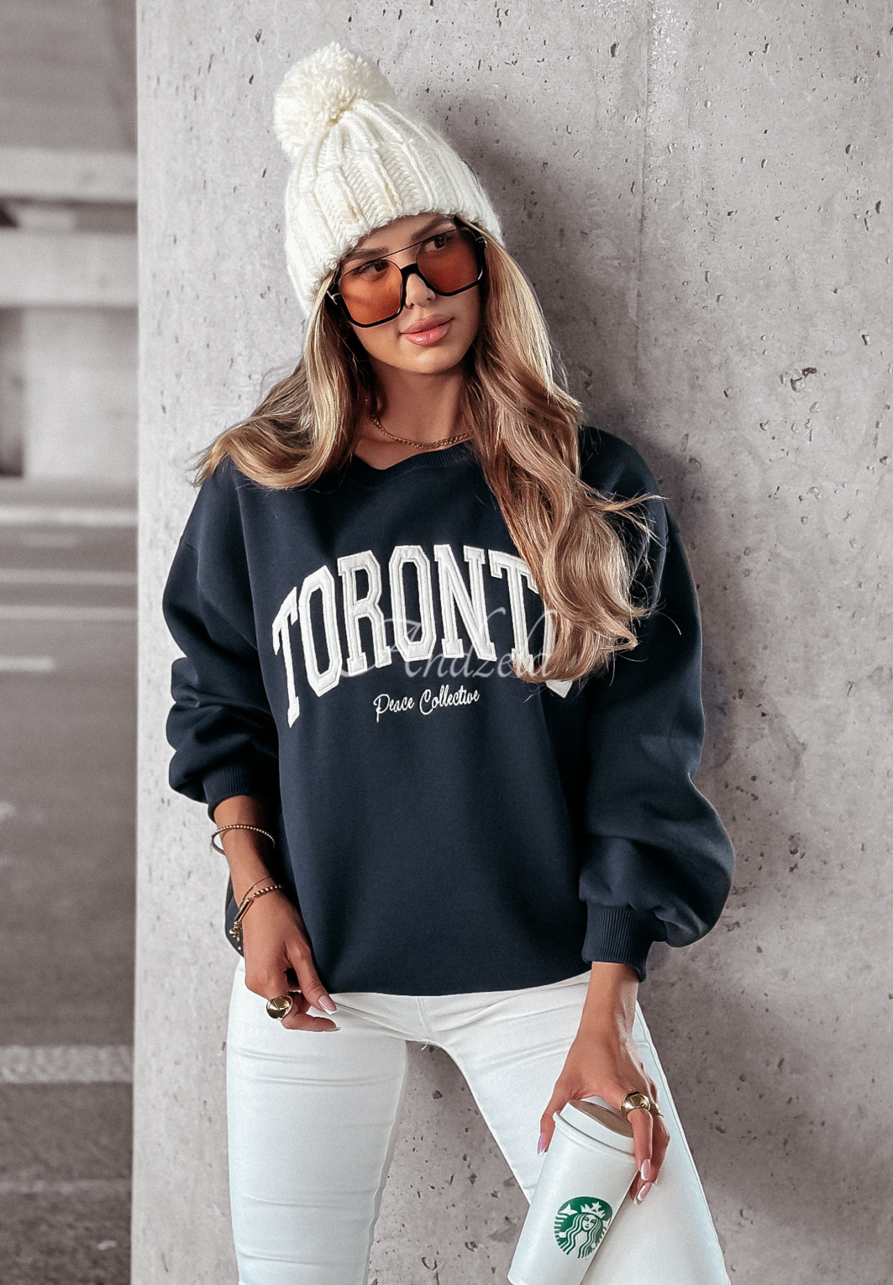 Bluza z napisem Toronto Peace granatowa