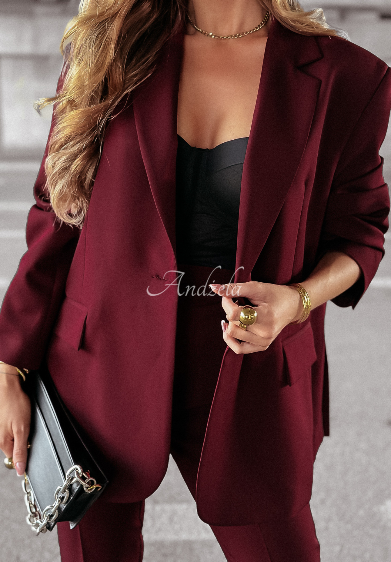 Marynarka oversize First Class burgundowa