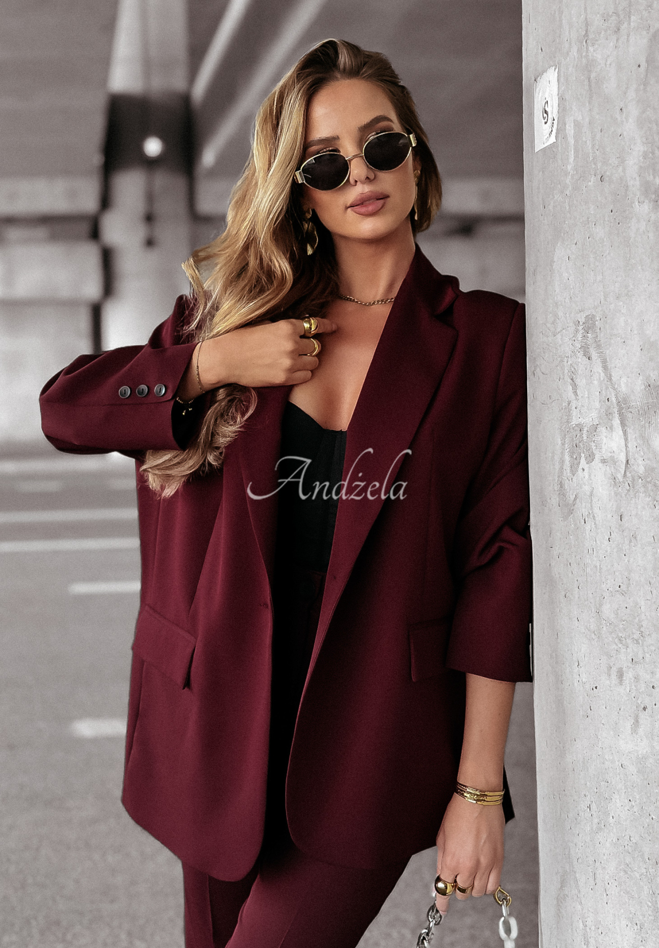 Marynarka oversize First Class burgundowa