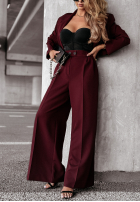 Eleganckie spodnie wide leg First Class burgundowe