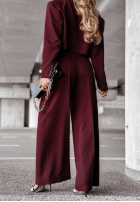 Eleganckie spodnie wide leg First Class burgundowe