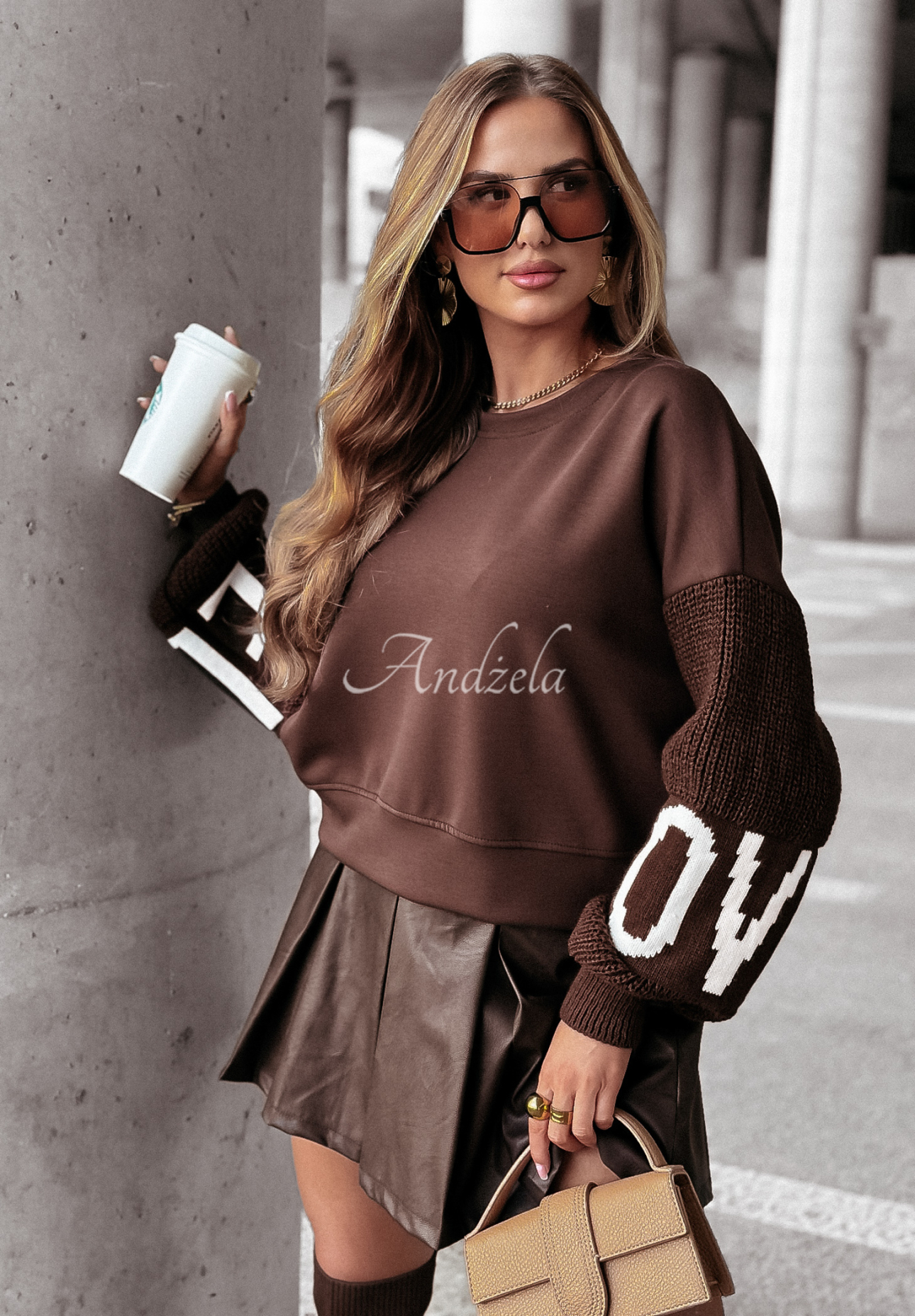 Bluza Lovely Sleeves czekoladowa