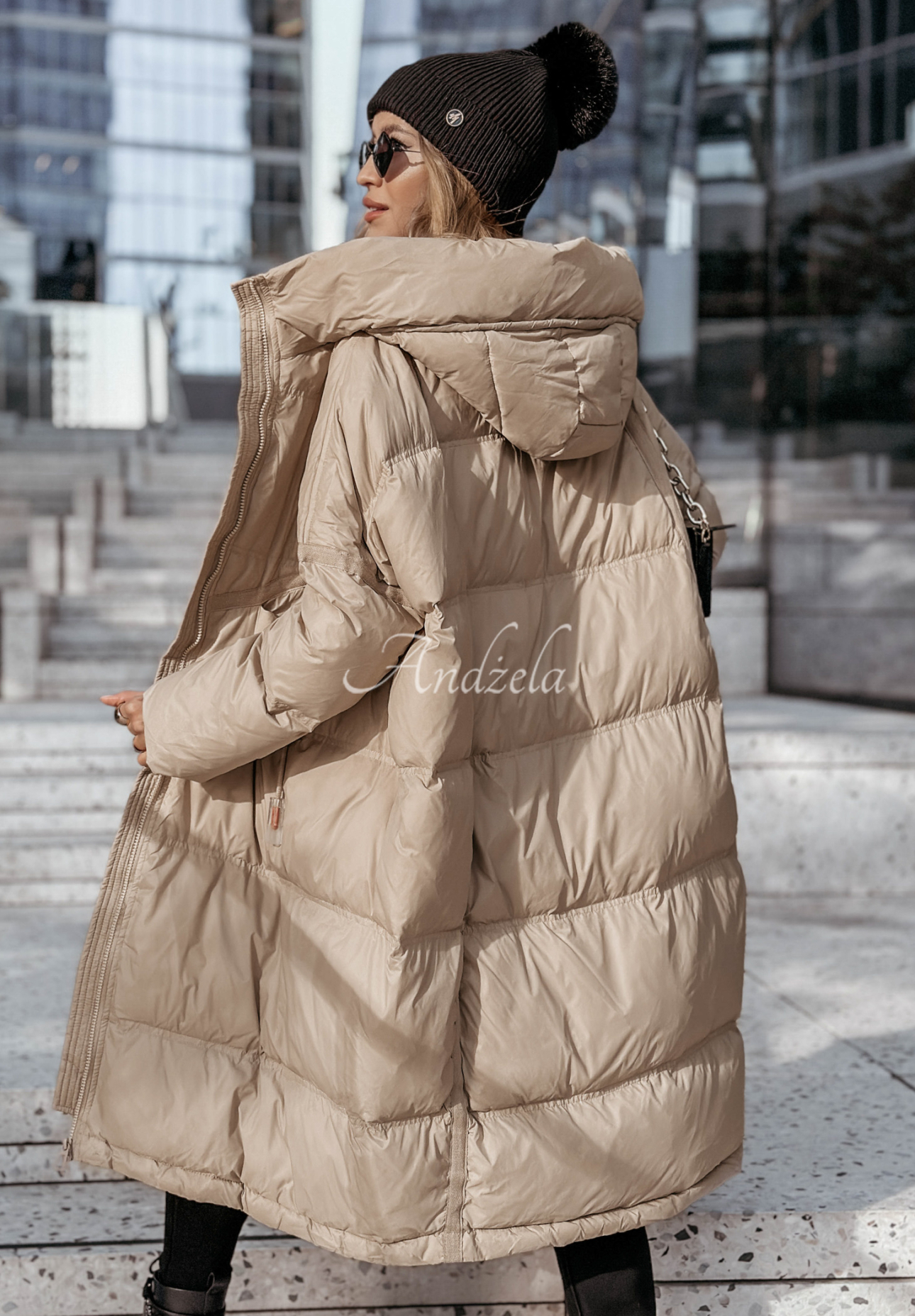 Long down jacket with hood Coldest Of Times beige